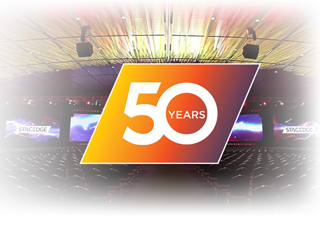 Stagedge team gathered in celebration of fifty years in business