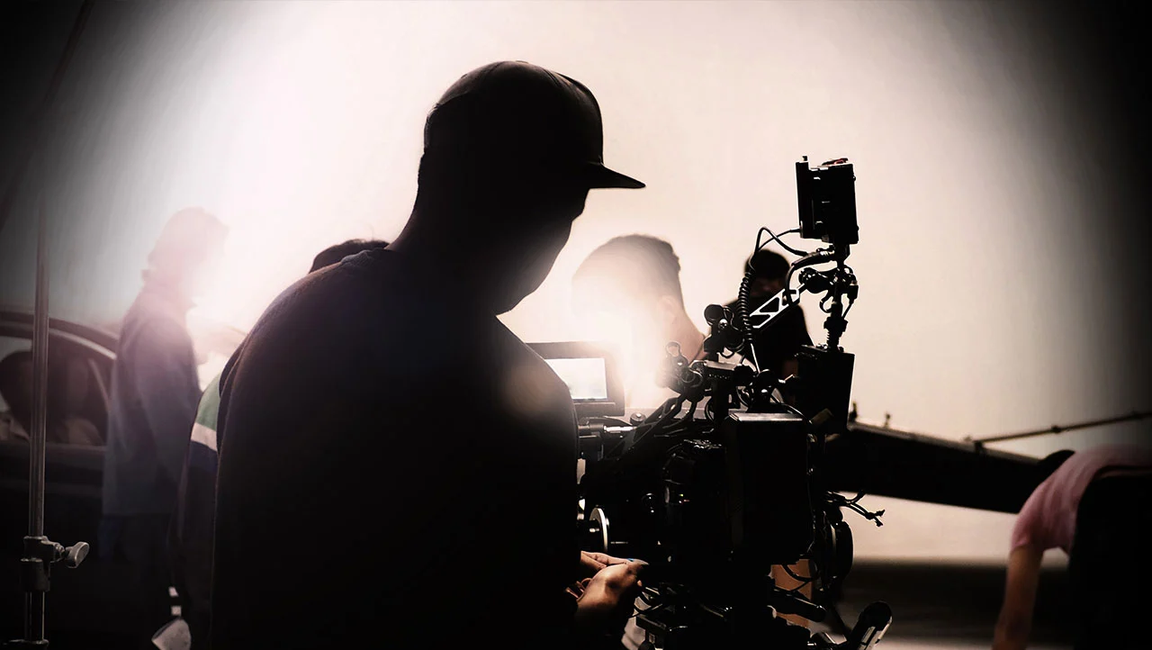 Video production studio setup with cameras and lighting for a global life sciences company shoot